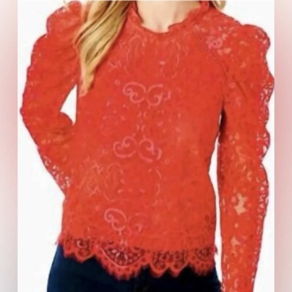 Lilly Pulitzer Lace Scallop Hem Long Sleeve Romantic Blouse – Size M – FAST SELL